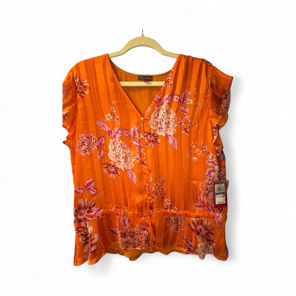 Vince Camuto Orange Floral Blouse